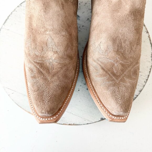 Lane LEXINGTON Knee High Womens Cowboy Boots 12 Latte Suede Western Cowgirl Tall - Picture 6 of 11